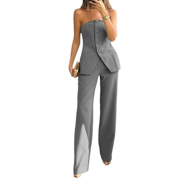 Casual fashion suit button temperament tube top suit pants 3