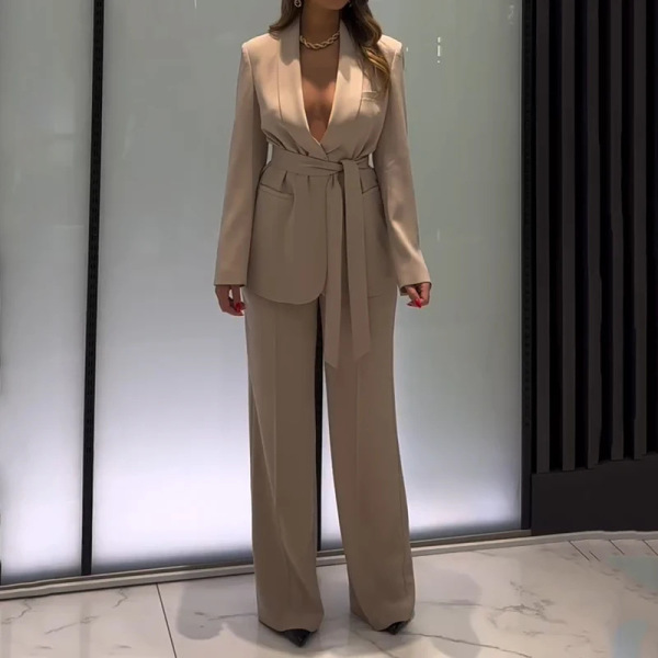 Deep V-neck waist sexy slim fit temperament long sleeve suit 21