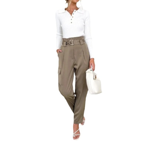 Fashion Polo Neck Slim Fit Casual Harem Suit Pants Set 12