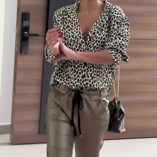 Fashionable Leopard Print Casual Loose Shirts Top 20