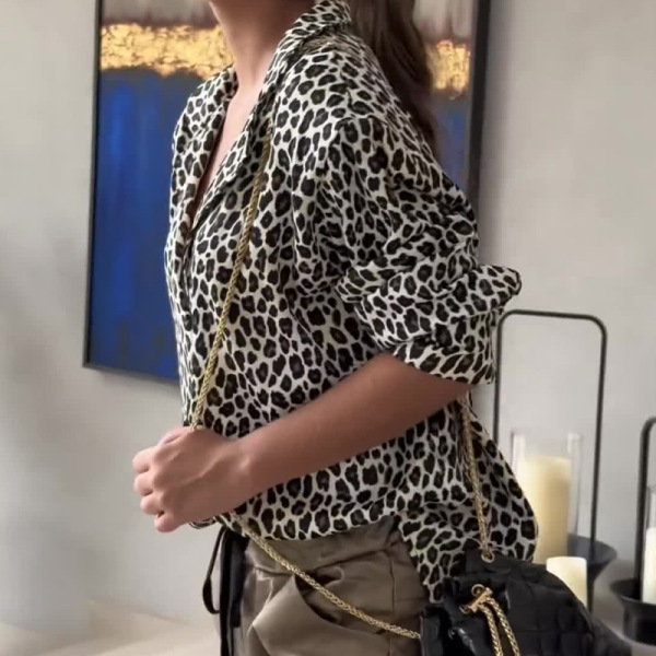 Fashionable Leopard Print Casual Loose Shirts Top 20