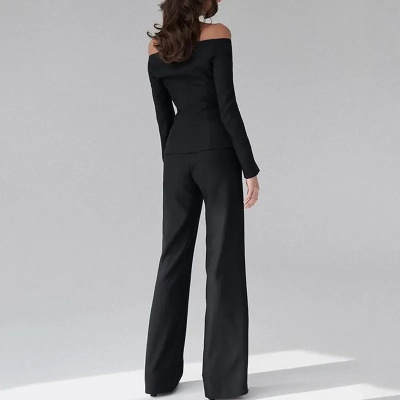 One shoulder button top slim fit commuter suit 10