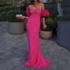 Summer Fashion Tube Top Puff Sleeve Banquet Long Party Dress 1