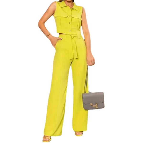 Temperament workwear vest lace-up wide-leg pants suit 32