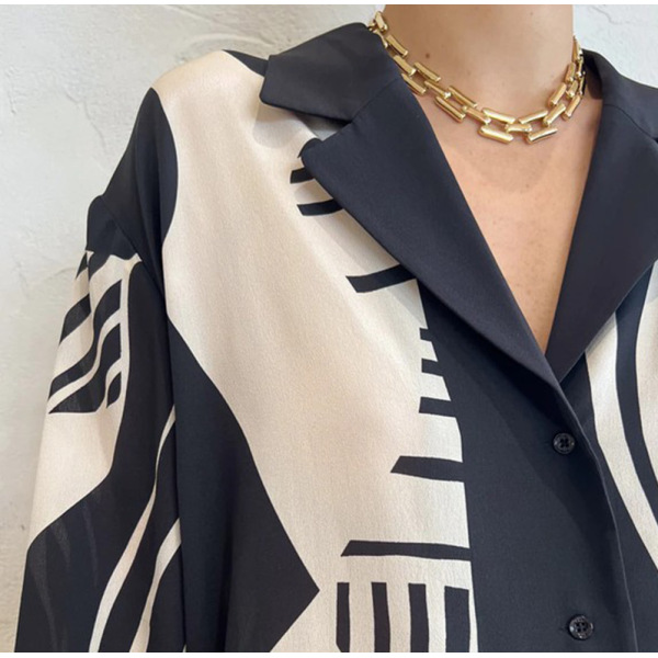 Graffiti casual temperament print loose wide-leg pants suit 35