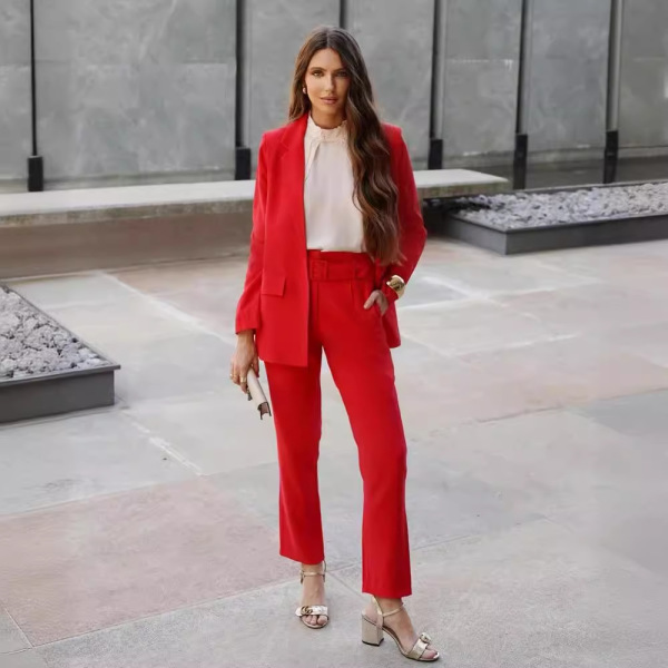 Lapel suit jacket commuter trousers two-piece suit for women 38