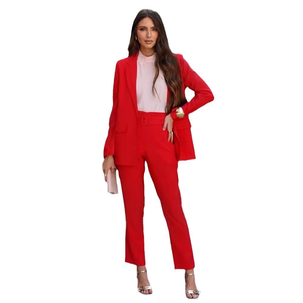 Lapel suit jacket commuter trousers two-piece suit for women 38