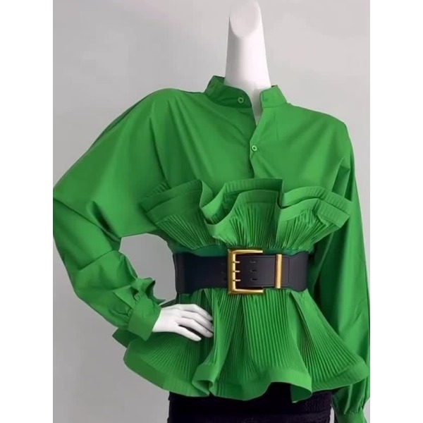 Women's round neck petal design casual sweet long sleeve shirt 40