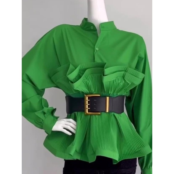 Women's round neck petal design casual sweet long sleeve shirt 40