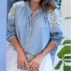 Round Neck Loose Fashion Beaded Elegant Long Sleeve Women's Shirt 41