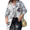 Niche Print Loose Casual Hooded Shirt Top 47