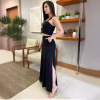 Women's Navel-Baring Camisole Top High Waisted Maxi Skirt Set 54