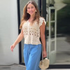 Fashion hollow sleeveless casual versatile knitted sweater top 57