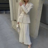Small lapel slim fit pleated long skirt suit 13