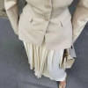 Small lapel slim fit pleated long skirt suit 13